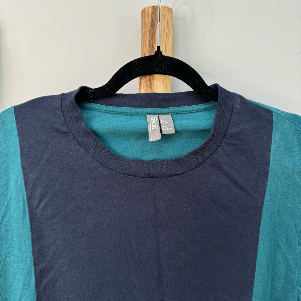 ASOS Navy and Teal Short Sleeve T-shirt - Picture 2 of 7